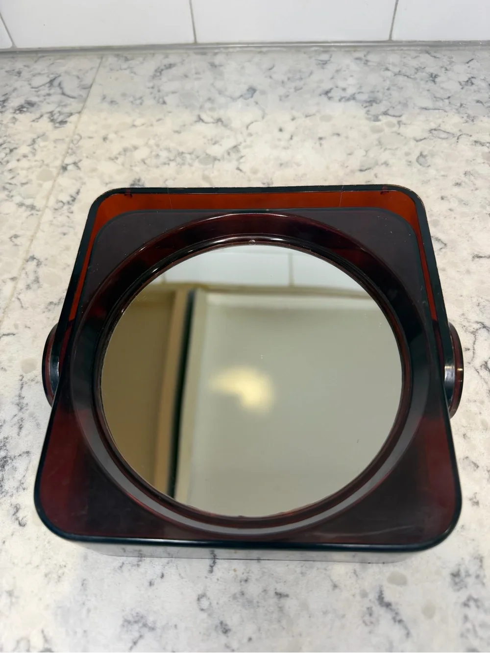 Vintage Countertop Vanity Mirror in Tortoiseshell Brown